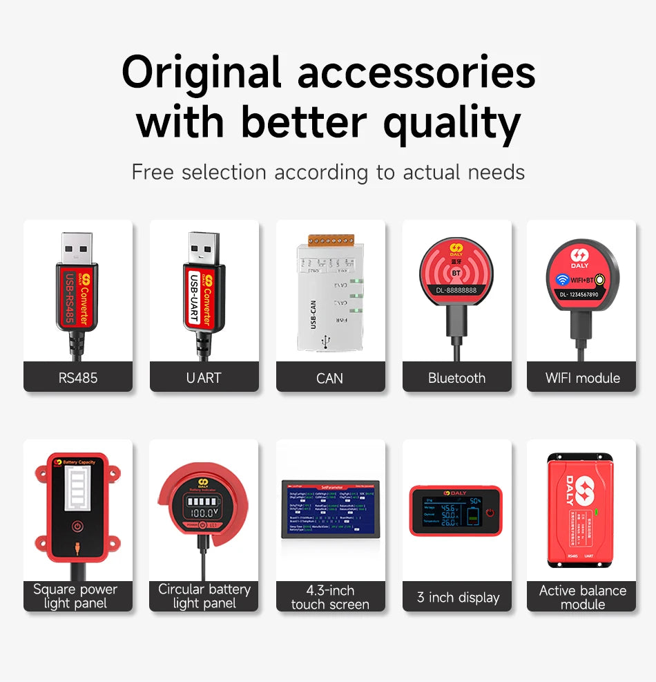 DALY Smart BMS Lifepo4 4S 7S 8S 16S 20S 24S Li-ion 3S 7S 16S 12V 24V 36V 48V 60V 72V 100A 250A CANBUS BMS For lithium batteri