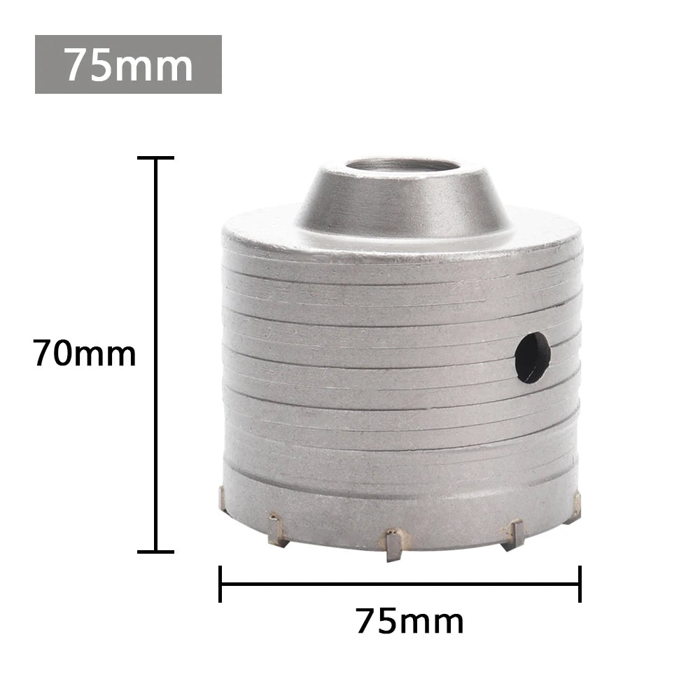 30-100mm Concrete Wall Hole Saw, SDS Plus Shank Impact Drill Bit, Suitable for Drilling Concrete, Brick, Stone and Walls