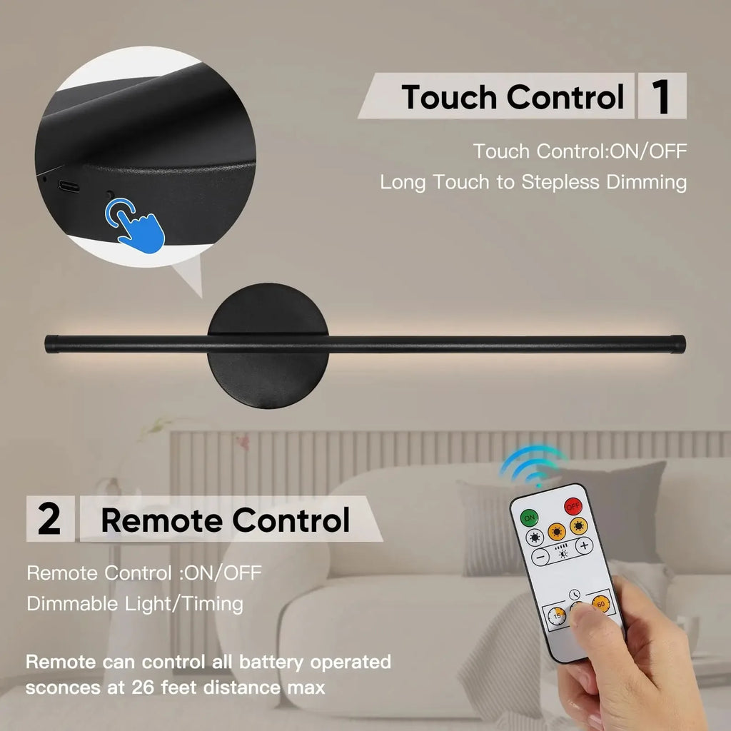 Modern LED Wall Charging Lamp Wireless Installation Remote Control Stepless Dimming  Gold Black Finish 50/80CM Decorative Lighti