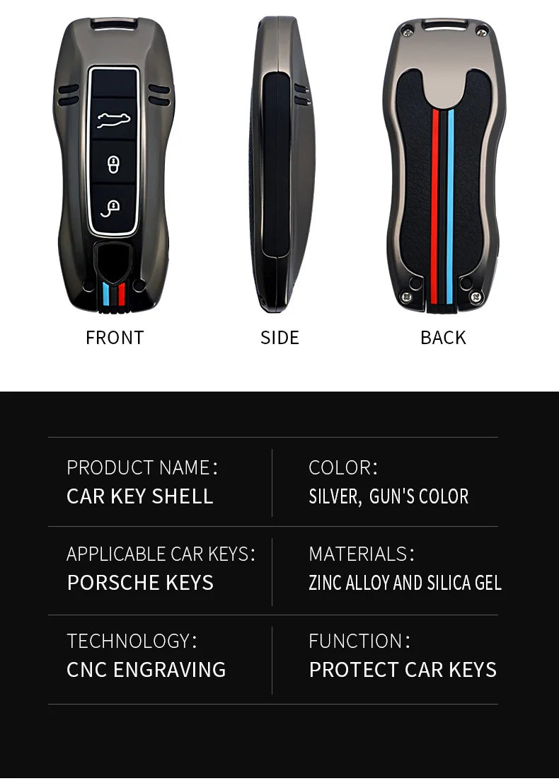 Zinc Alloy Car Smart Key Case Cover Shell Fob for Porsche New Cayenne Panamera 911 992 Taycan Car Protect Interior Accessories