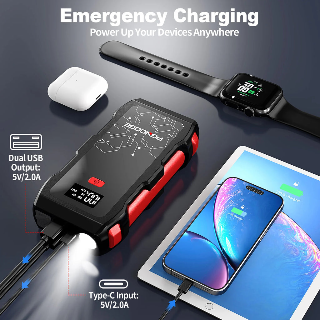 26800mAh 6000A Car Jump Starter, Car Battery Booster for All Gas and Up to 10L Diesel Engines, 12V Auto Emergency Jumper Starter