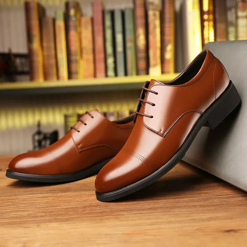 2025 Formal Height Increasing Shoes Man Taller Elevator 6CM Invisible Insole For Men Heighten Increased Oxfords Business Lift