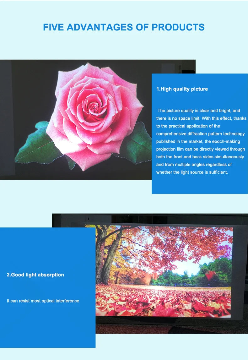 3D Holographic Projection Film Self-Adhesive PVC Black Transparent Window Display Film for Office Store Fronts And Showrooms