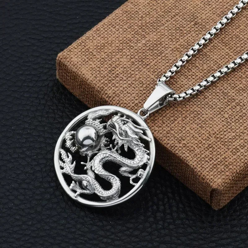 Vintage Gothic Snake Coiled Demon Skull Pendant Necklace for Men Boys Rock Party Halloween Jewelry Gift