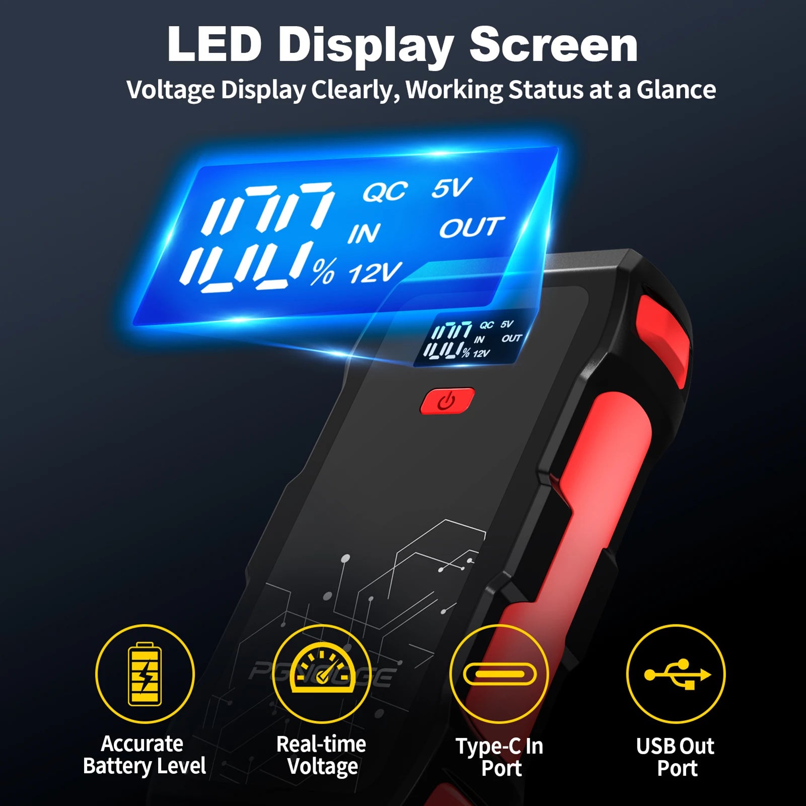 26800mAh 6000A Car Jump Starter, Car Battery Booster for All Gas and Up to 10L Diesel Engines, 12V Auto Emergency Jumper Starter