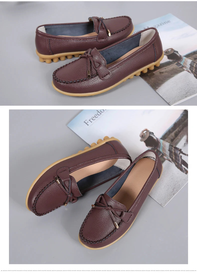 2025 New Woman Flats Shoes Ballet Flat Sneakers Genuine Leather Spring Soft Moccasins Ladies Boat Ballerina Espadrilles Creepers