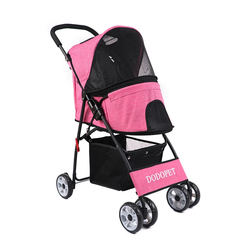 Lightweight Foldable Luxury Pet Travel Stroller Cart 2026 New Fashion Portable Carrier for Small Dogs Cats Outdoor Walk