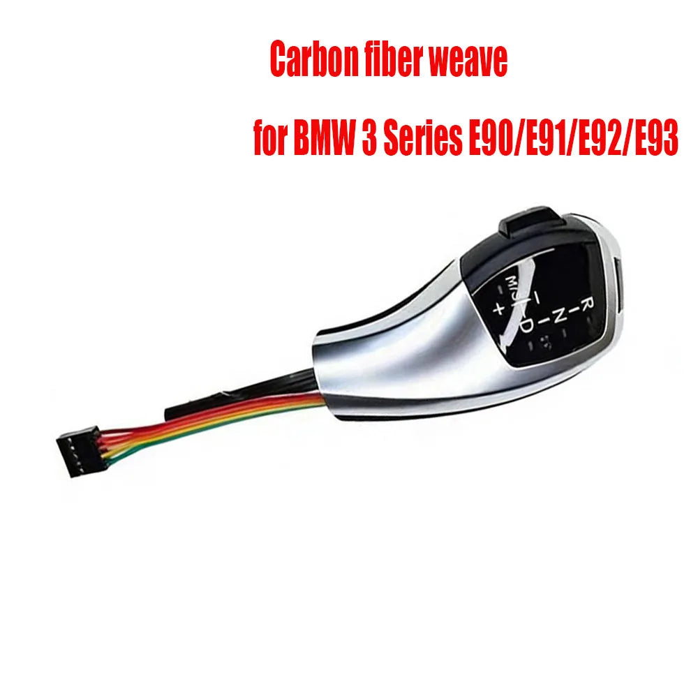 Pommeau de levier de vitesse électronique LED pour BMW E60 E61 E63 E64 E90 E92 E93 M3 M5 M6 fibre de carbone/noir/argent levier de vitesse automatique