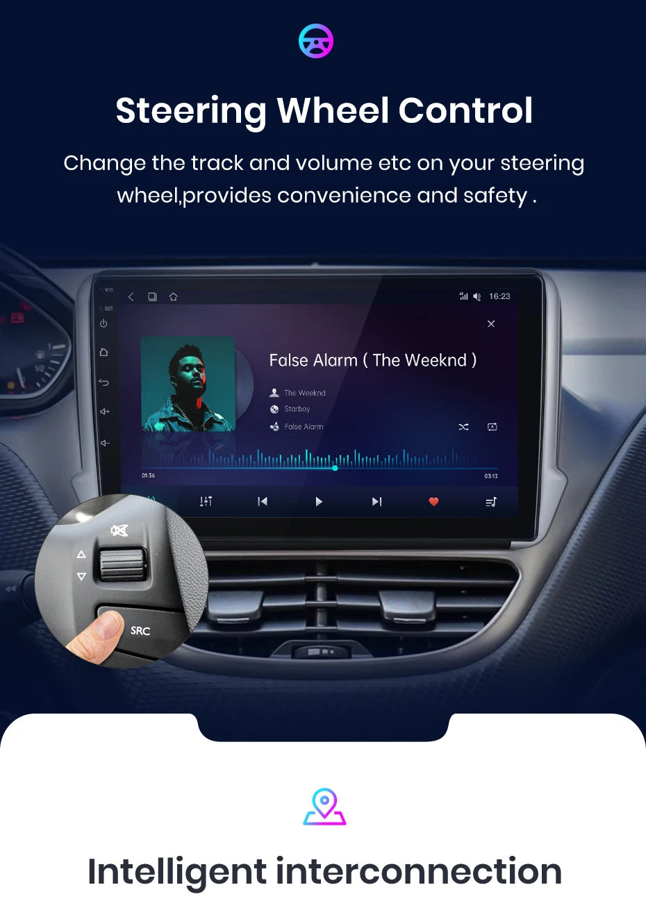 Junsun Wireless CarPlay Android Auto Car Radio For Peugeot 2008 208 2012 - 2018 GPS Multimedia 2 din