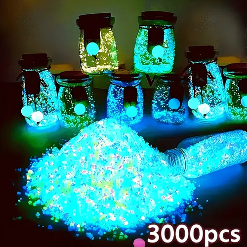 3000Pcs/Bag Luminous Glow Sand, Garden Wedding Party Aquarium Decor, Colorful Reusable Mini Landscape Pot Gardening Supplies