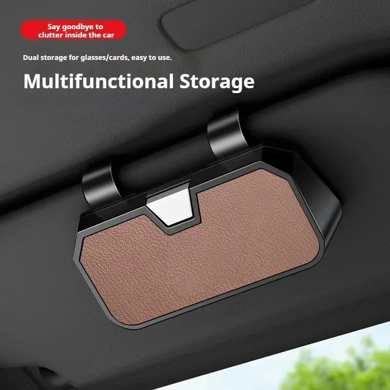 Premium Goatskin Texture Eyeglass Case for Opel Double Layer Storage Box for Glasses Cards Portable Multifunctional Organize
