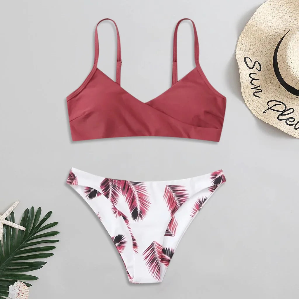 Womens' Two-Pieces Tankini Bikinis Swimsuit Outfit Bikini Swimsuit Floral Summer Swim Beach Wear Bathing Suits Seaside Party