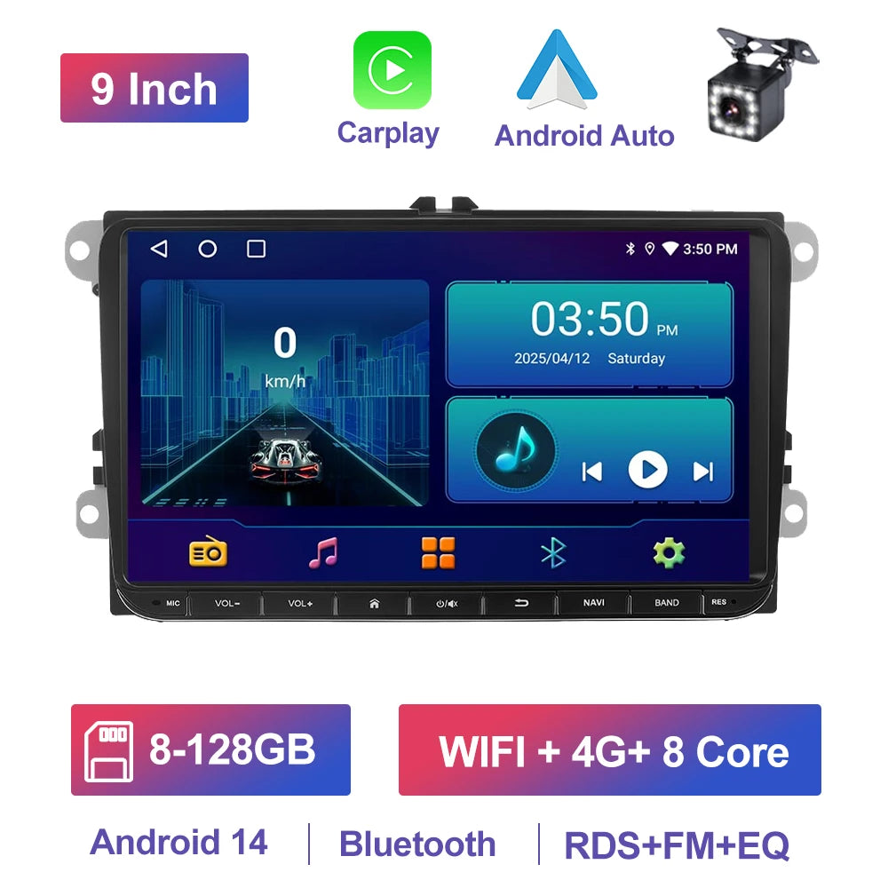 GEARELEC 9 "Car Radio For VW Golf Passat B6 B7 Skodas sat Octavia Polo Tiguan 2 Din wireless Android 13 CarPlay Android RDS Auto DSP BT 4G GPS Car Multimedia Player For Volkswagen
