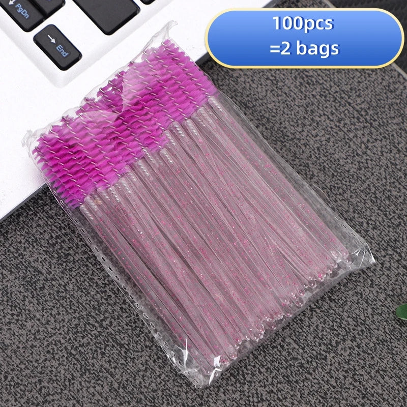 100/200/500Pcs Crystal Eyelashes Brush Comb Disposable Eye Lashes Extension Mascara Wands Makeup Professional Makeup Beauty Tool