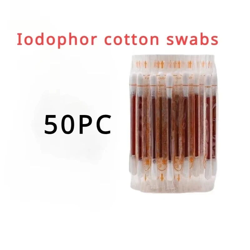 Disposable Iodophor Alcohol Cotton Swabs - Disinfection Supplies for Wound Care, Outdoor Survival & Emergency Cleaning