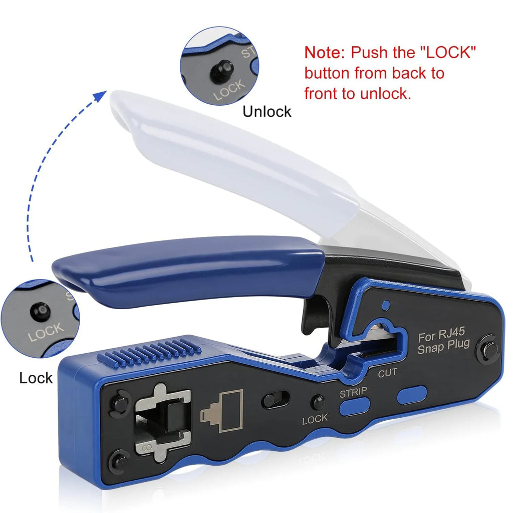 RJ45 CAT6 Crimping Tool Kit with Pass Through Connector,Boots and Tester for Cat5e Cat6 UTP Ethernet Cale