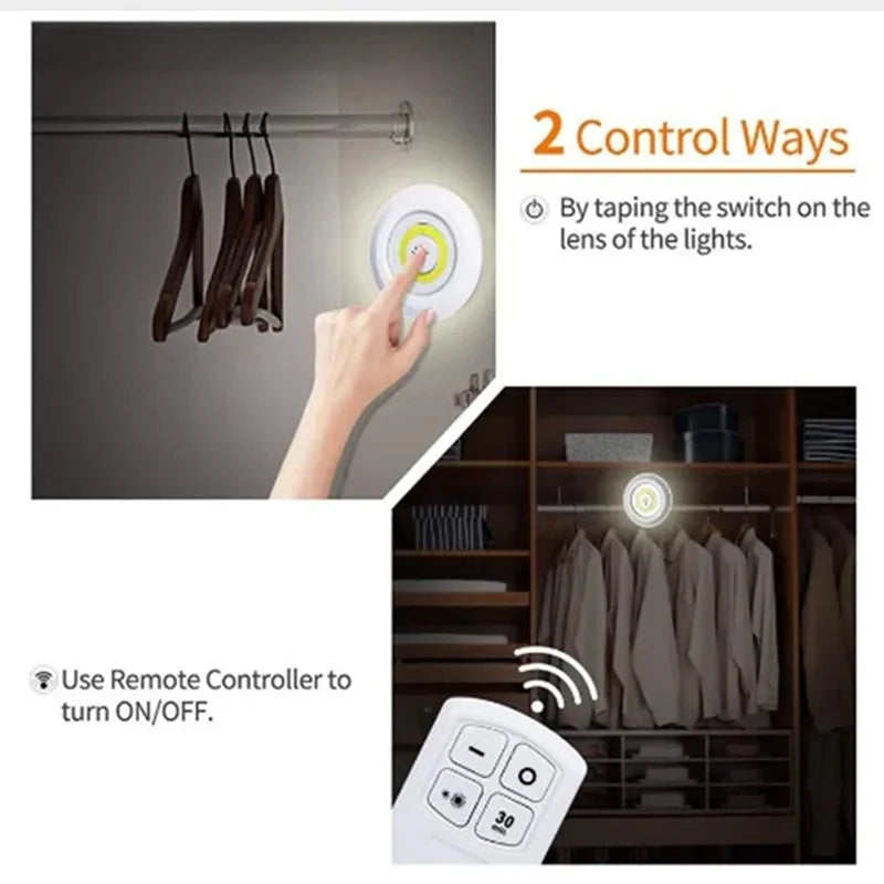 Éclairage LED Dimmable Sous Armoire avec Télécommande, Lumières LED Alimentées par Piles pour Placards, Armoires, Salle de Bain, Veilleuse