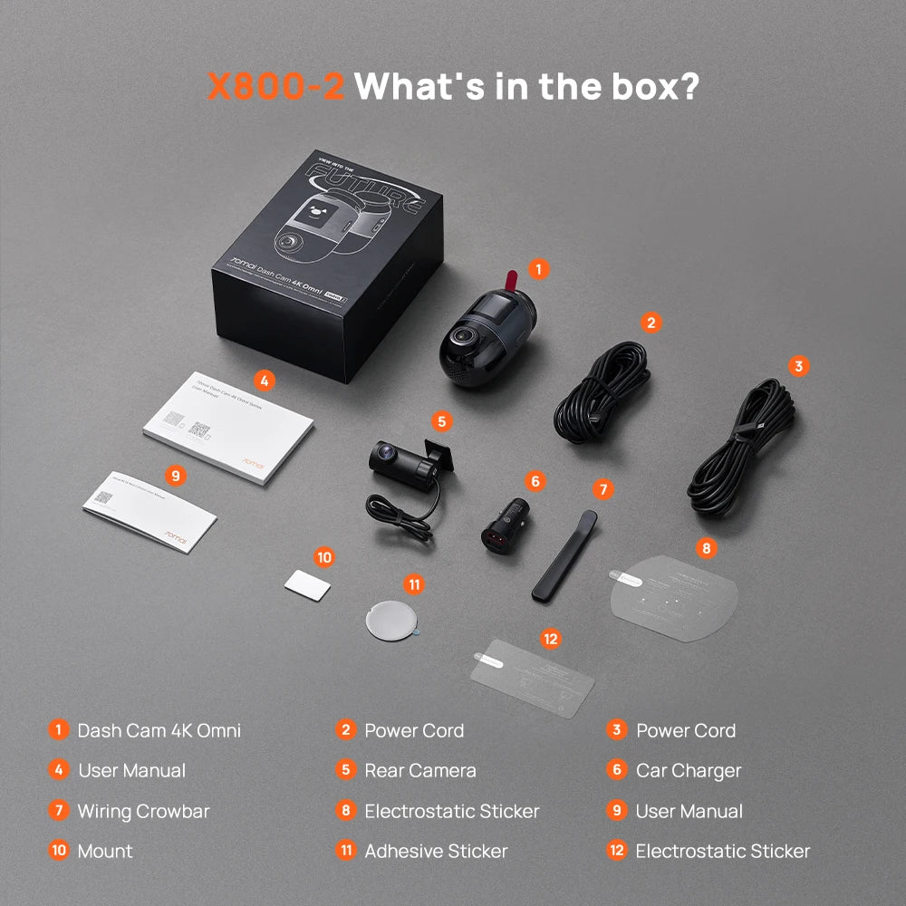 70mai 4K Omni X800 2160P HDR 60fps F1.7 Supported Dual-channel Built-in GPS ADAS Supercapacitor 4G LTE 24H Parking Surveillance