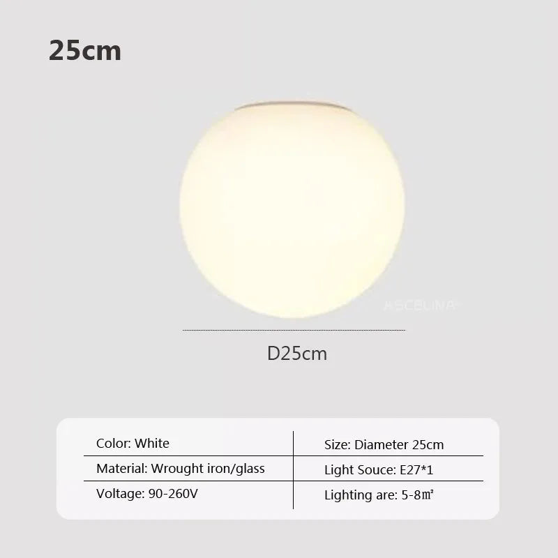 Modern LED ceiling light Glass White Ball wall lamp Minimalist bathroom Balcony Bedroom Entrance Light fixture Indoor lighting