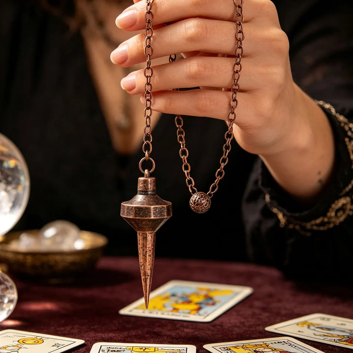 Anitque Copper Pendulum for Divination Reiki Cone Pointed  Metal Pendant Dowsing  Answer Wicca Tool Spiritual Retro Pendulo X406