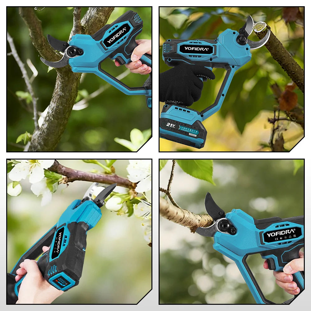 YOFIDRA 60mm AI Gears Control Brushless Electric Pruner Cordless Tree Bonsai Pruning Electric Scissors For Makita 21V Battery