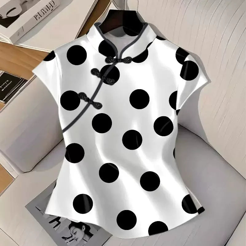 Qipao Shirts for Women Clothing Hanfu Tshirt Harajuku Ethnic Style Summer Streetwear Y2k Top Vintage T-Shirts Women Clothes