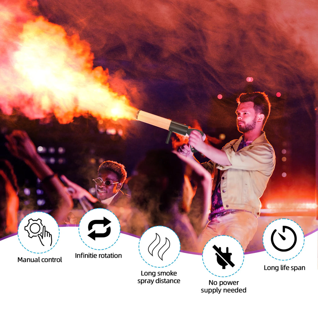 U'King LED Six Lights Carbon Dioxide Column Gun RGB Atmosphere Props Smoke Gun Dry Ice Gun For Bar Wedding Business Show Party