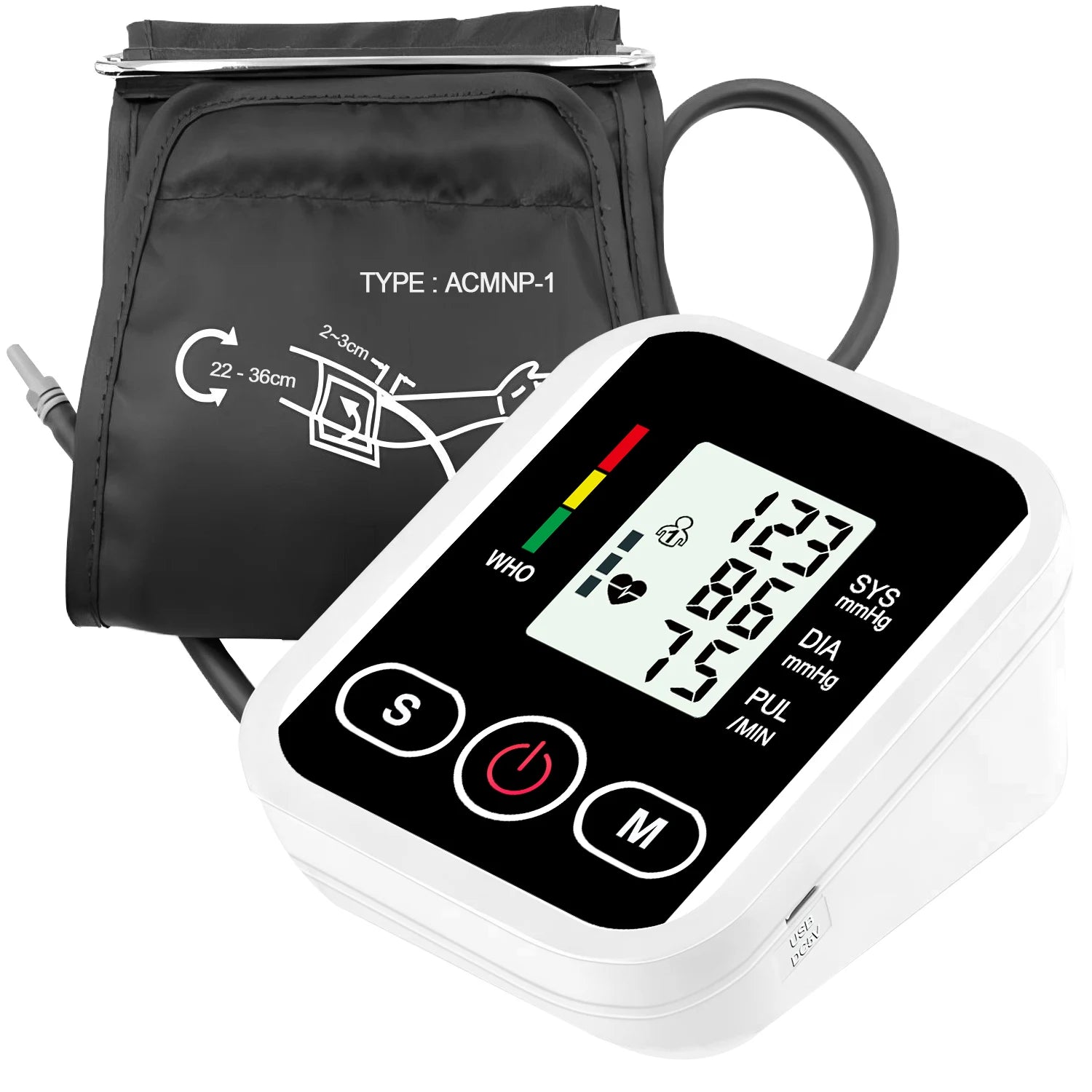 Automatic Arm Blood Pressure Monitor – Digital Tensiometer with Heart Rate, Pulse & SpO₂ Oximeter for Home Health Use