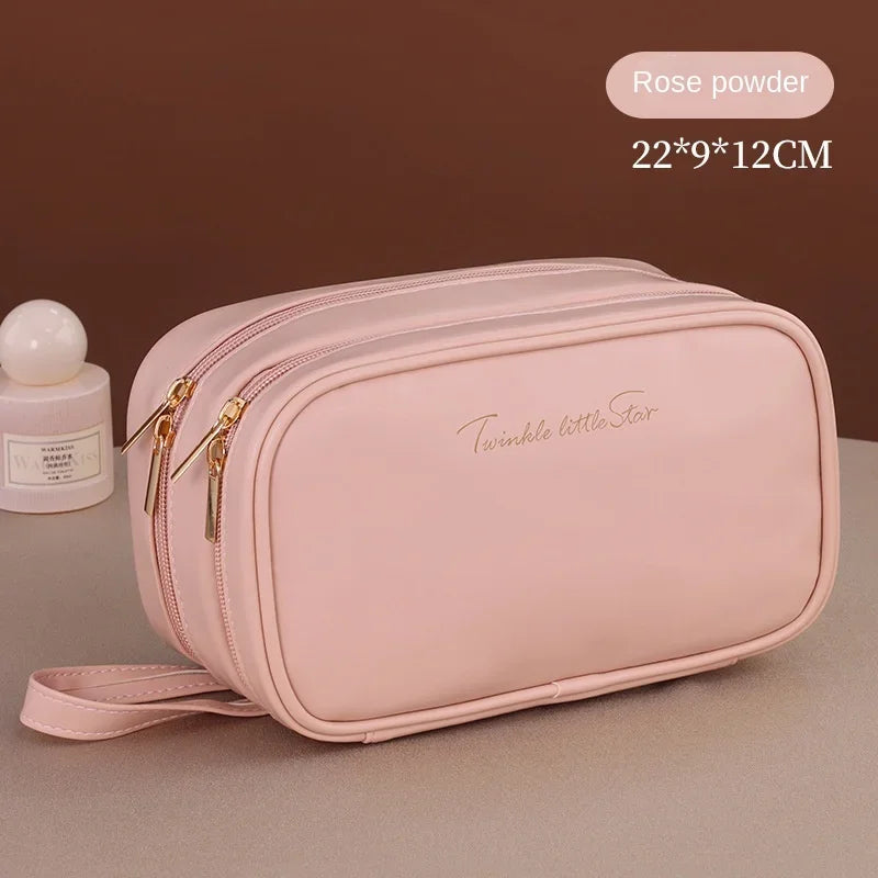 New Double Layer Cosmetic Bag Ladies Pencil Case Portable Large Capacity makeup bag Travel Essentials Cosmetics Organizer
