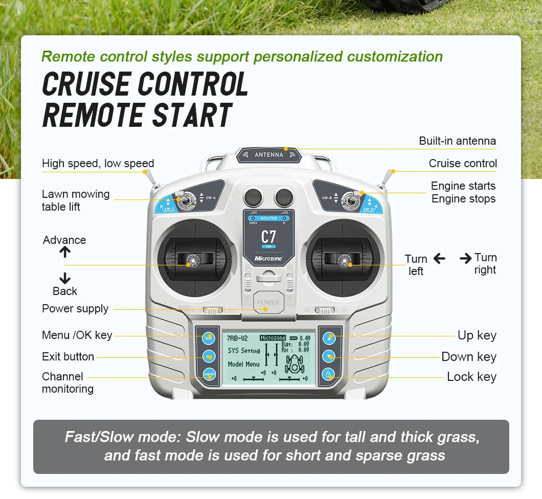 Customized Lawn Mower with Remote Control High Efficiency Low Power Consumption Suitable for Various Grass Types