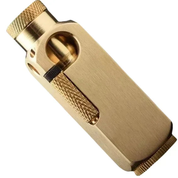 Luxury Heavy-duty Trench Shaped Brass Lighter with Laser Carved Hexagonal Patterns, Personalized Retro Creative Lighter