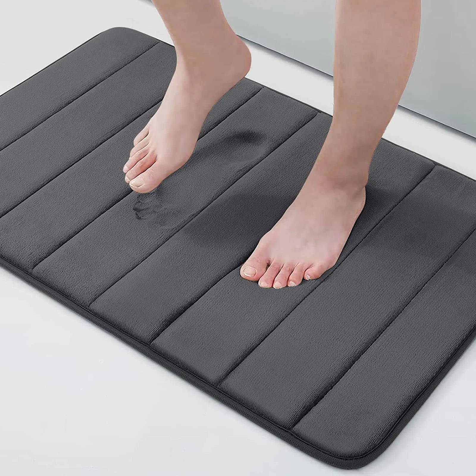 Sponge Stripe Bathroom Non slip, Water Absorbent, Machine Washable Floor Mat