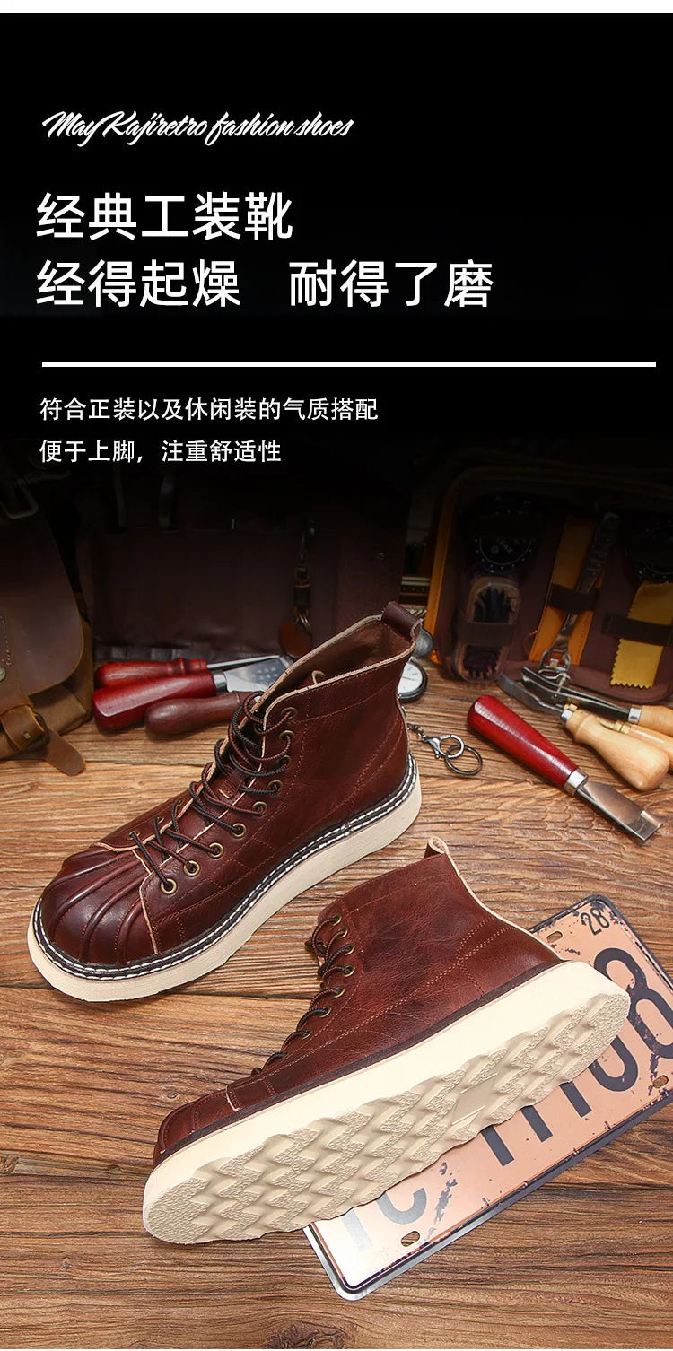 New Fashion Vintage British Men Leather Shoes Casual Round Toe Ankle Boots Spring Autumn Business Dress Chelsea Boots