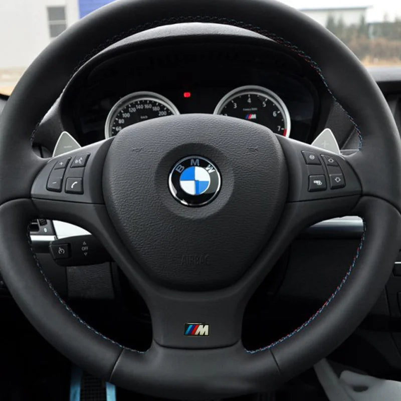 For BMW M Performance E84 E87 X5 E70 F25 E90 E91 F01 F02 E60 E61 F10 F15 F30 M3 M5 E64 4pc Car Sticker Steering Wheel Hub Decals