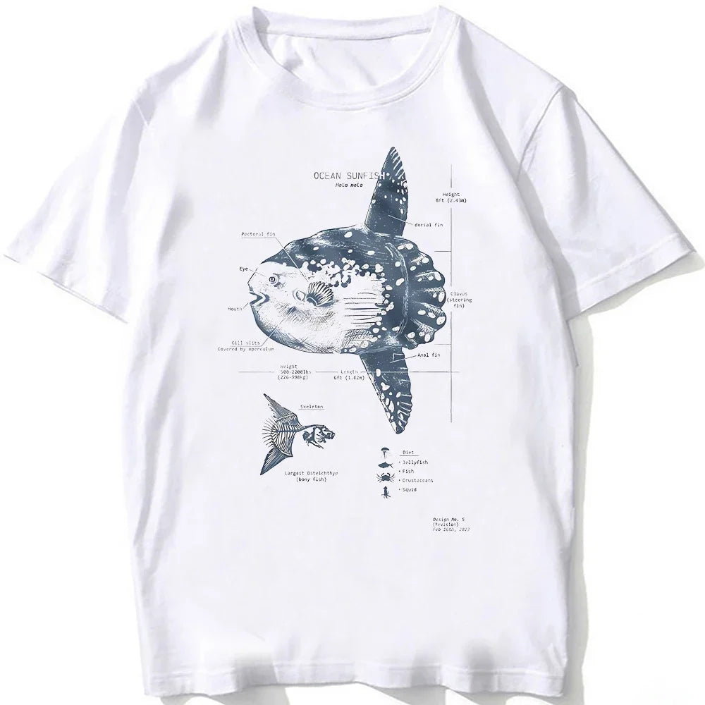 Whale Shark Anatomy Biology T-shirt Unisex Women Hip Hop Casual T Shirts Women Beach Diving White Tshirt Vintage women Tees