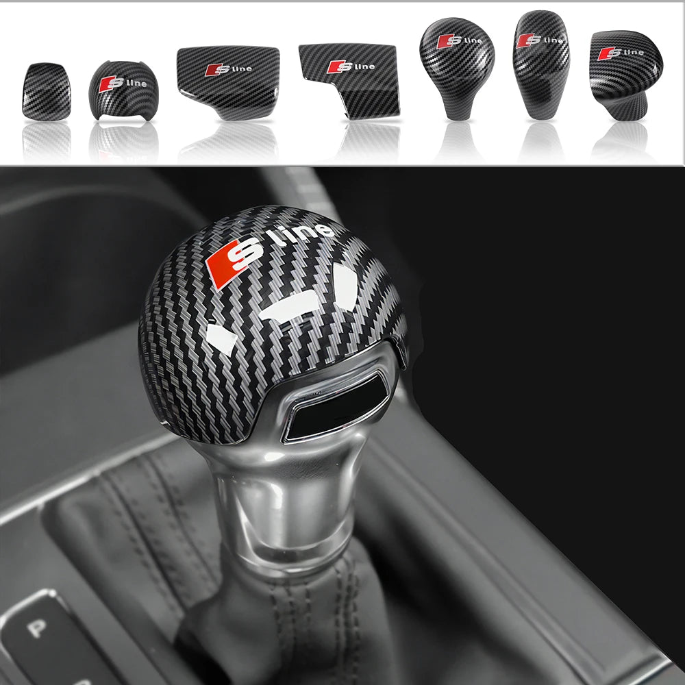 Carbon Fiber Car Gear Shift Lever Knob Cover Sticker Decoration Accessories For AUDI Sline S6 S7 A3 A4 A5 A6 A7 A8 Q2 Q3 Q5 Q7
