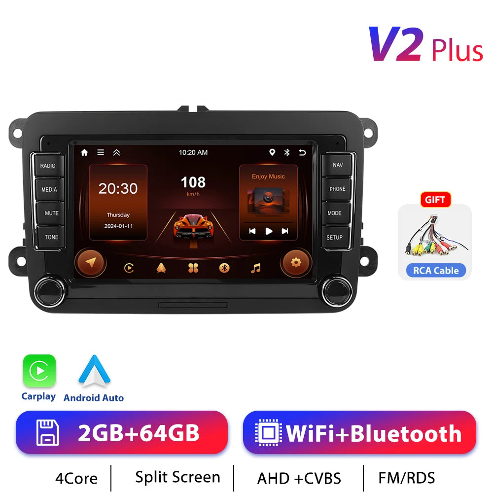 Podofo 7 "9" CarPlay Android Car Radio For Volkswagen VW Golf Passat JETTA Skoda SEAT Car Intelligent System 2din GPS Car Radio