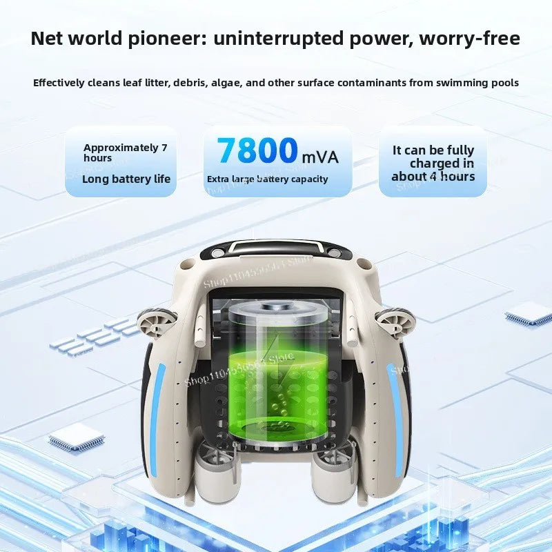 Wireless Automatic Surface Skimmer Pool Cleaning Robot – Floating Debris Collector with Leaf Collection for Swimming Pools