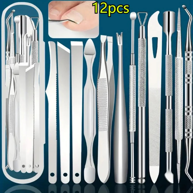 6/10/12/17pcs Stainless Steel Pedicure Tool  Professional Manicure Knife for Dead Skin Callus Removal Foot Care Kit Home Travel