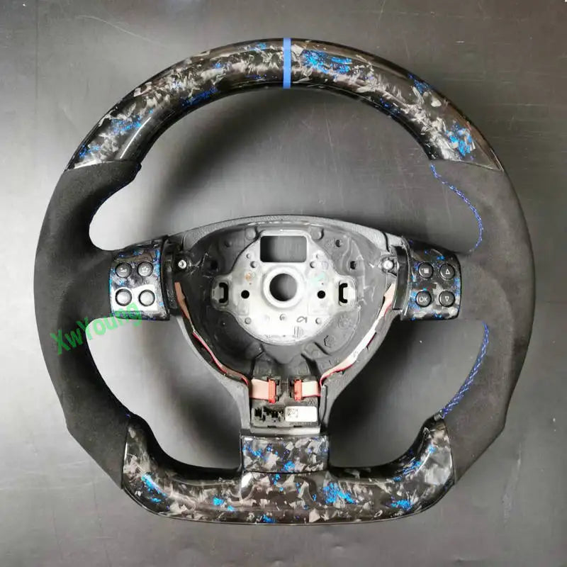 100% Real Carbon Fiber Steering Wheel With Leather For VW Volkswagen Golf 5 Mk5 GTI TSI Passat Maiteng Touran(No Paddles)