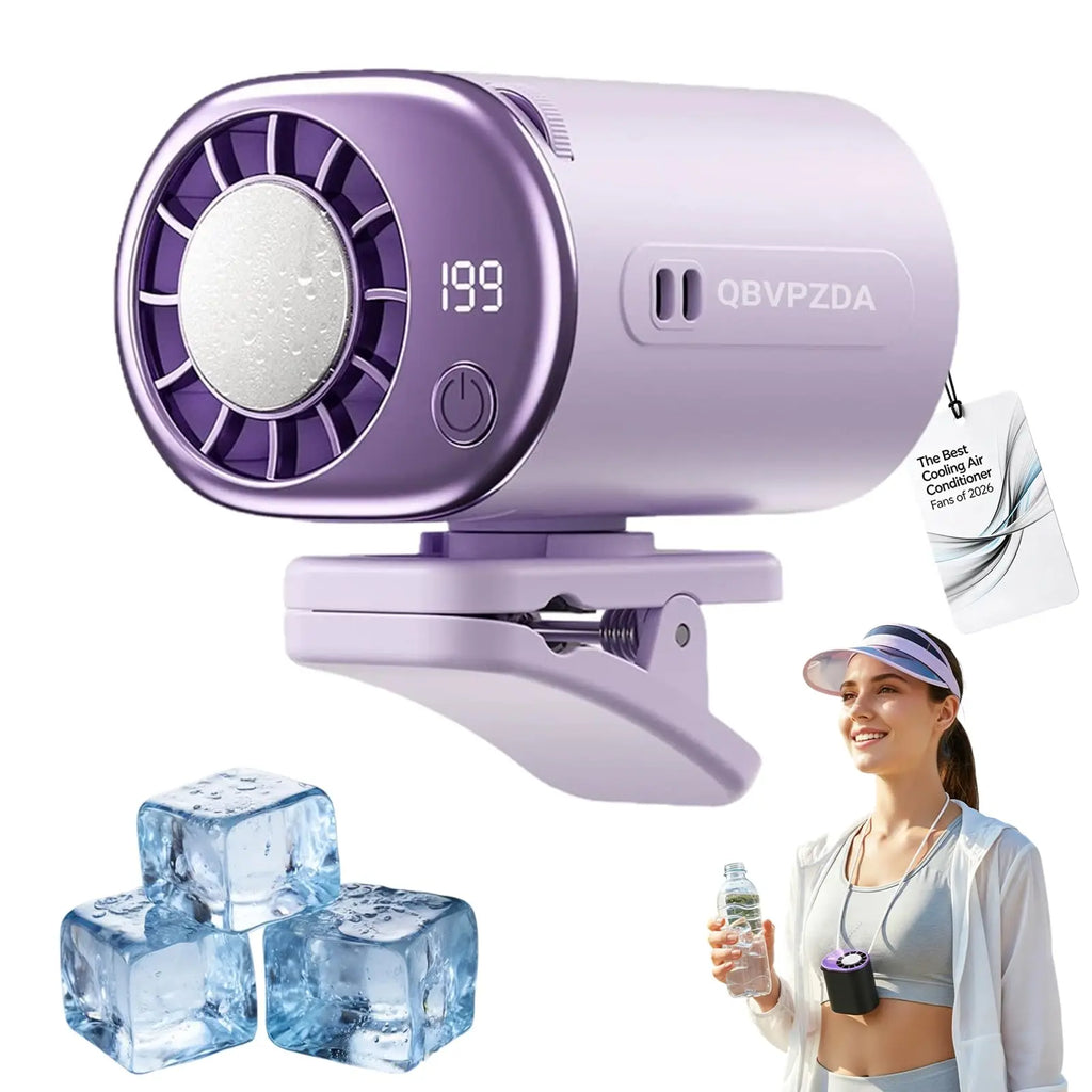 Ventilateur de climatisation portable à clipser pour voiture 2026 avec rotation à 360°, 199 vitesses réglables, rechargeable par USB, écran LED pour