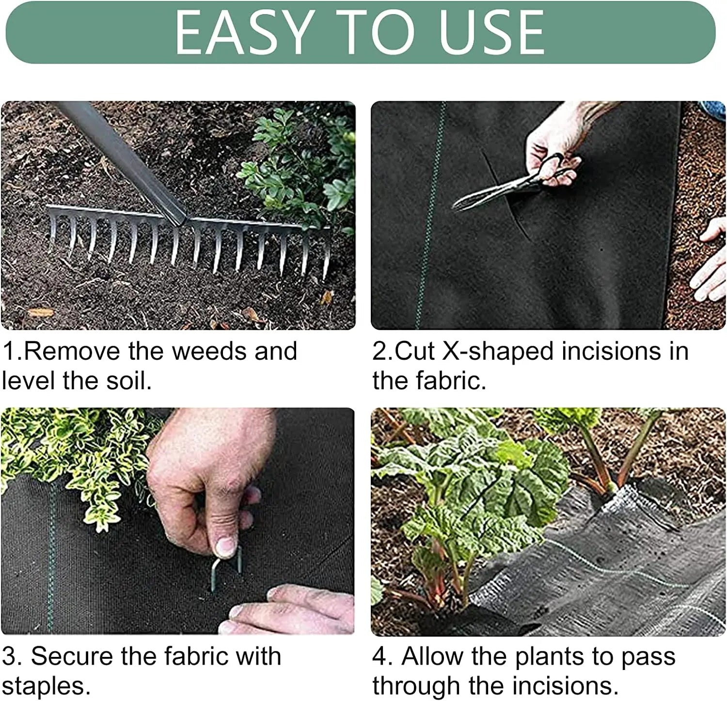 Weed Barrier Fabric Heavy Duty, Woven Weed Control Fabric, Non-Slip Outdoor Rubber Floor Mats, Weed Block Polyethylene Ground Co