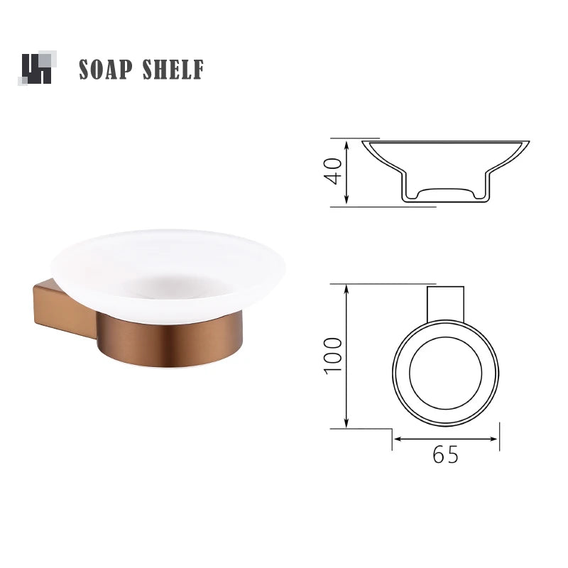 Brushed Rose Gold Storage Rack Towel Bar Tissue Holder Bathrobe Hook Cup Holder Toilet Brush Soap Dish Bathroom Accessories