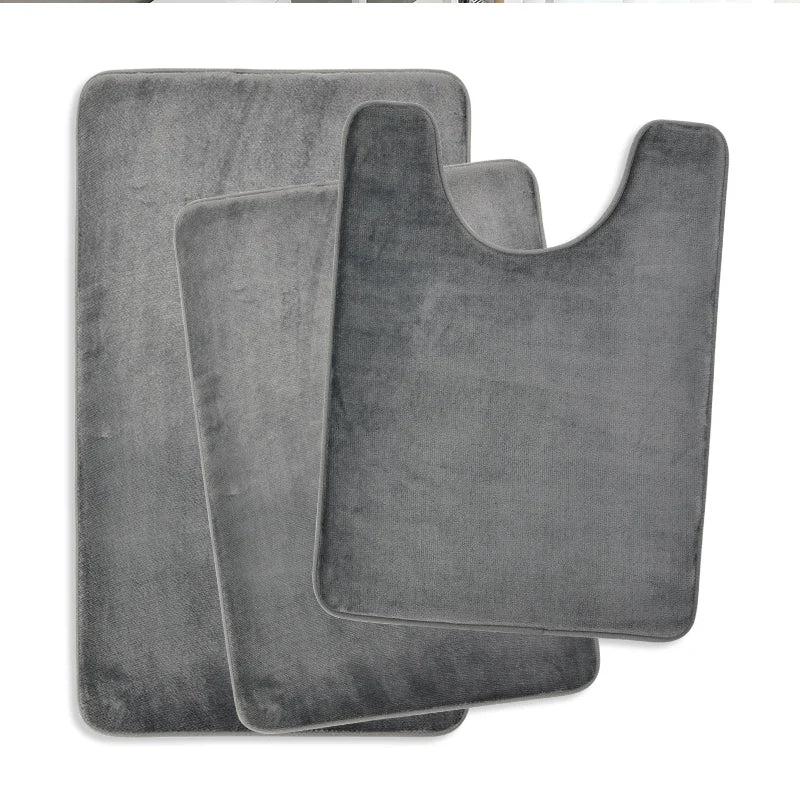 Ensemble de toilettes trois pièces, tapis de sol de salle de bain, tapis de douche, tapis de bain absorbant, tapis antidérapant, doux et confortable, buanderie.