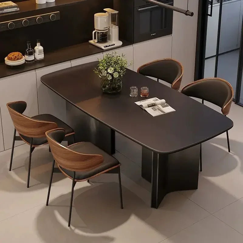 Chaises de salle à manger en cuir véritable, lot de 2 ou 1, chaises modernes du milieu du siècle, chaises rembourrées pour cuisine salle à manger, noyer noir, bois cintré.