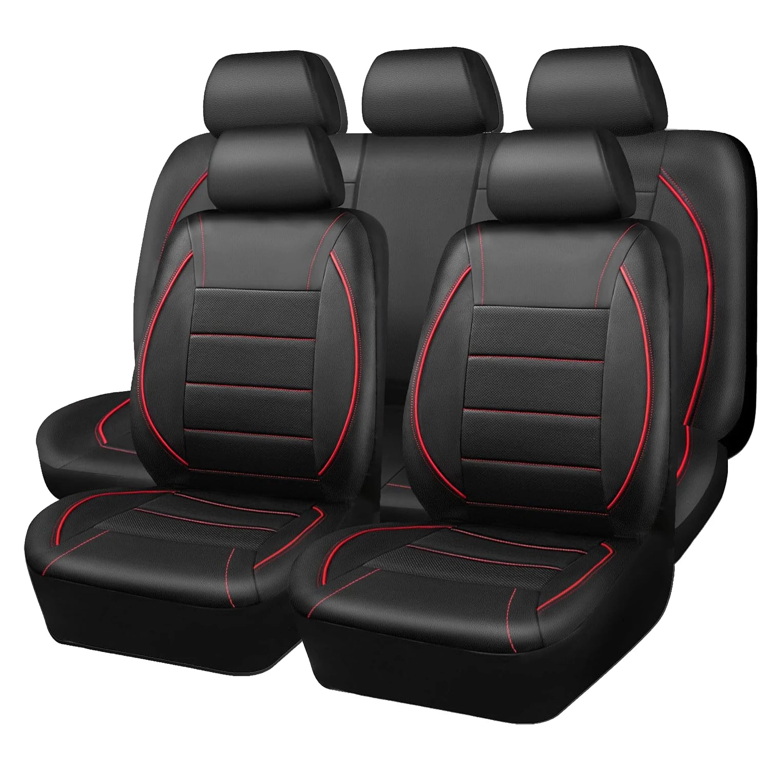 Housses de siège de voiture en cuir universelles style simple respirantes pour 5 places