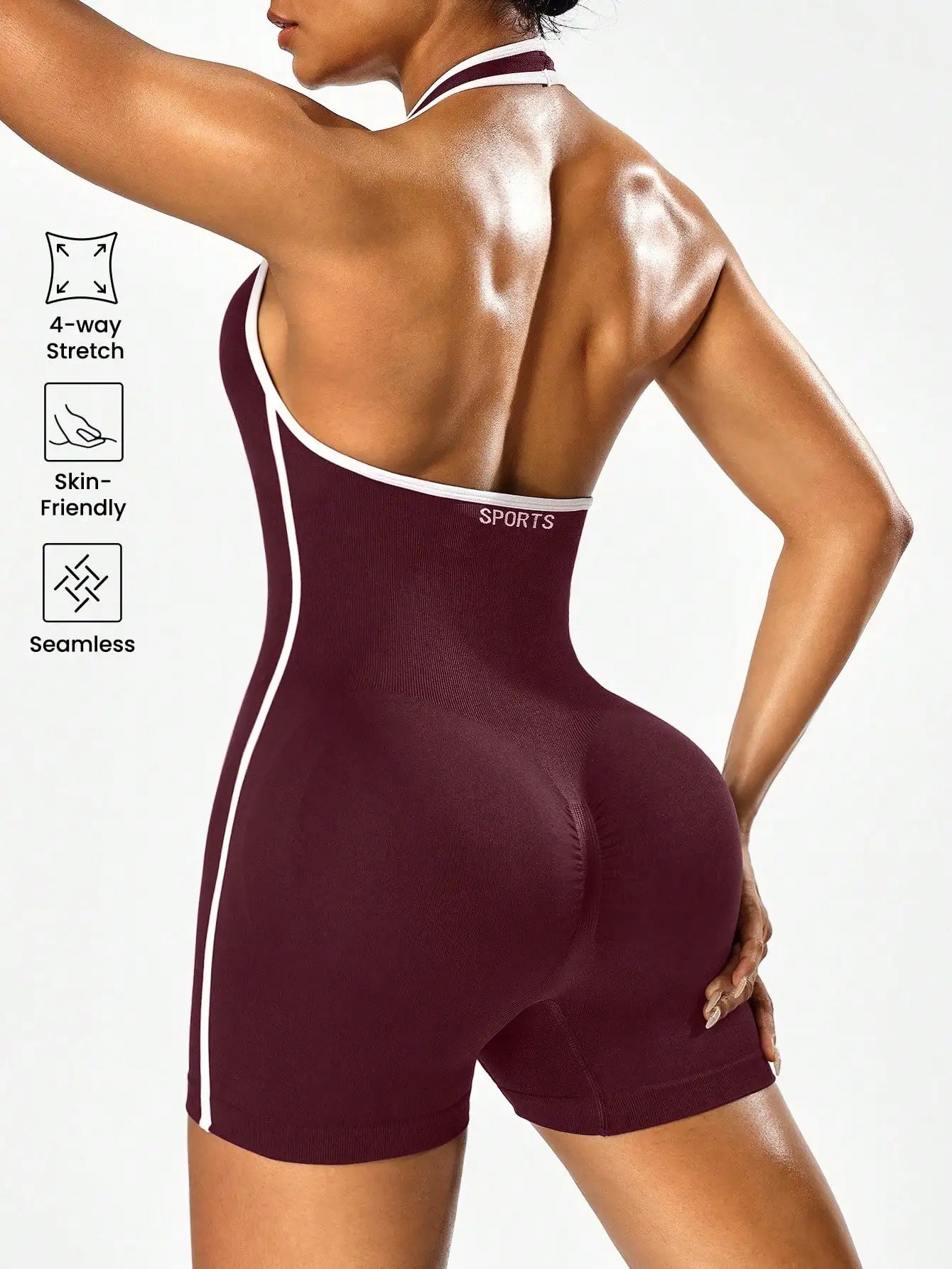 Combinaison de yoga à épaules croisées avec motif color-block, combinaison d'entraînement dos nu pour femmes, vêtements d'extérieur pour le fitness transfrontalier et