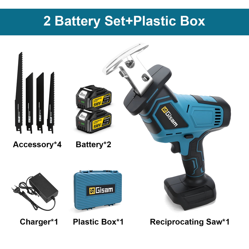 Gisam 12000Spm Brushless Reciprocating Saw 3600W Cordless Electric Chainsaw Wood Metal Cutting Tools For Makita 18V Battery Pins