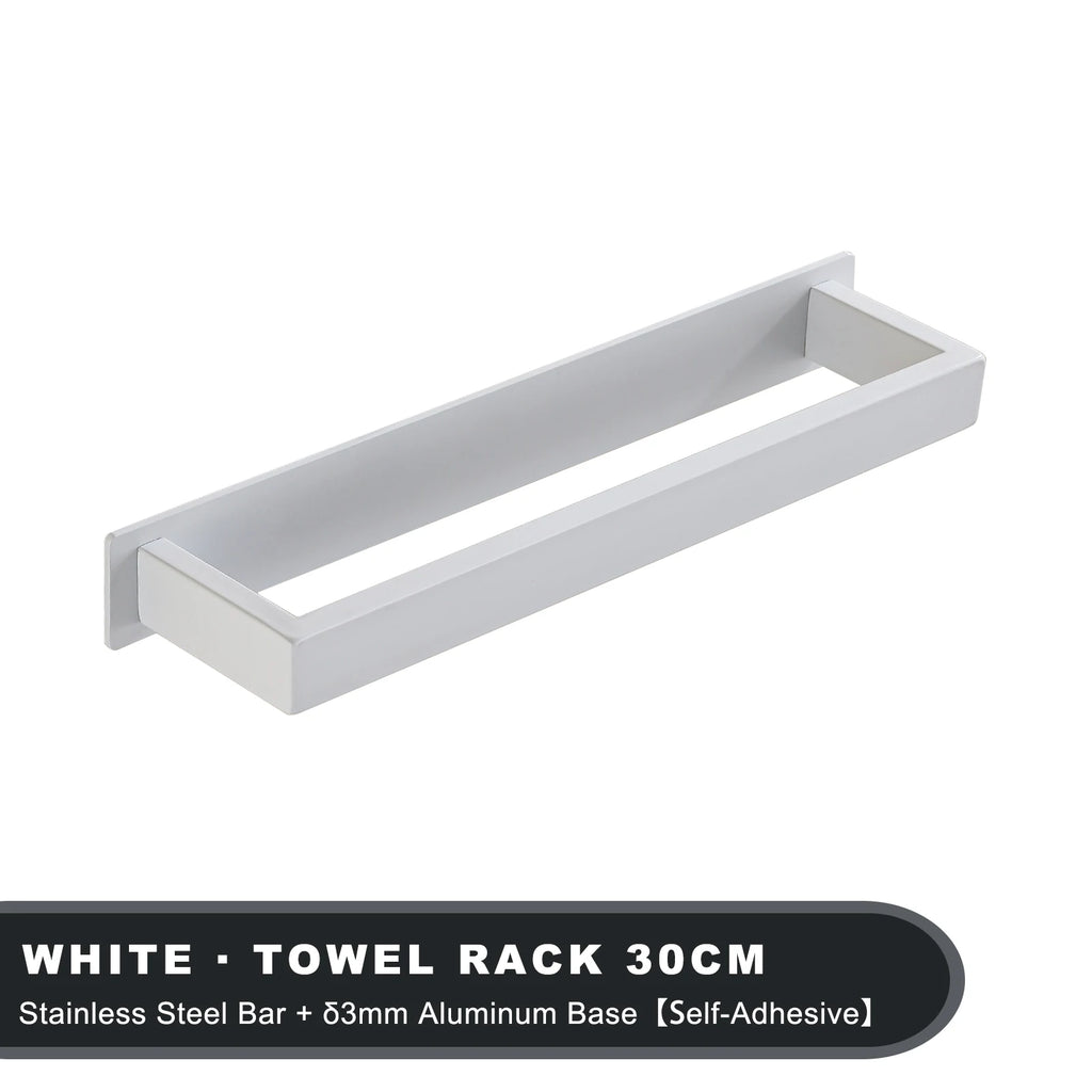 Strong Adhesive Bathroom Towel Rack Stainless Steel Bath Towel Hanger Wall Mounted Kitchen Hand Towel Holder No Drill
