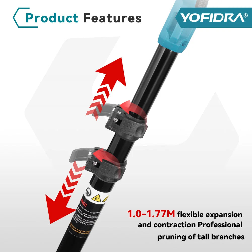 YOFIDRA Brushless Electric Chainsaw Telescoping Pole 3IN1 High Branch Saw Woodworking Pruning Power Tool For Makita Battery Pin